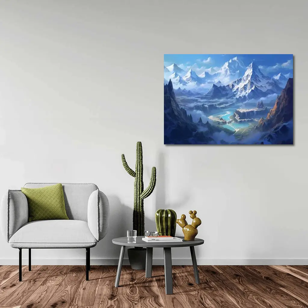 Fantasy Mountain Valley Waterfall Digital Art – Wall Art