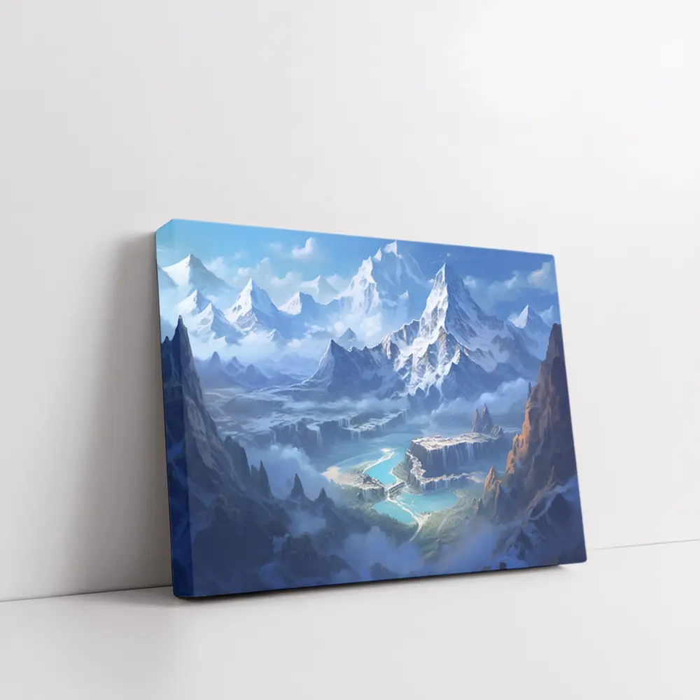 Fantasy Mountain Valley Waterfall Digital Art – Wall Art