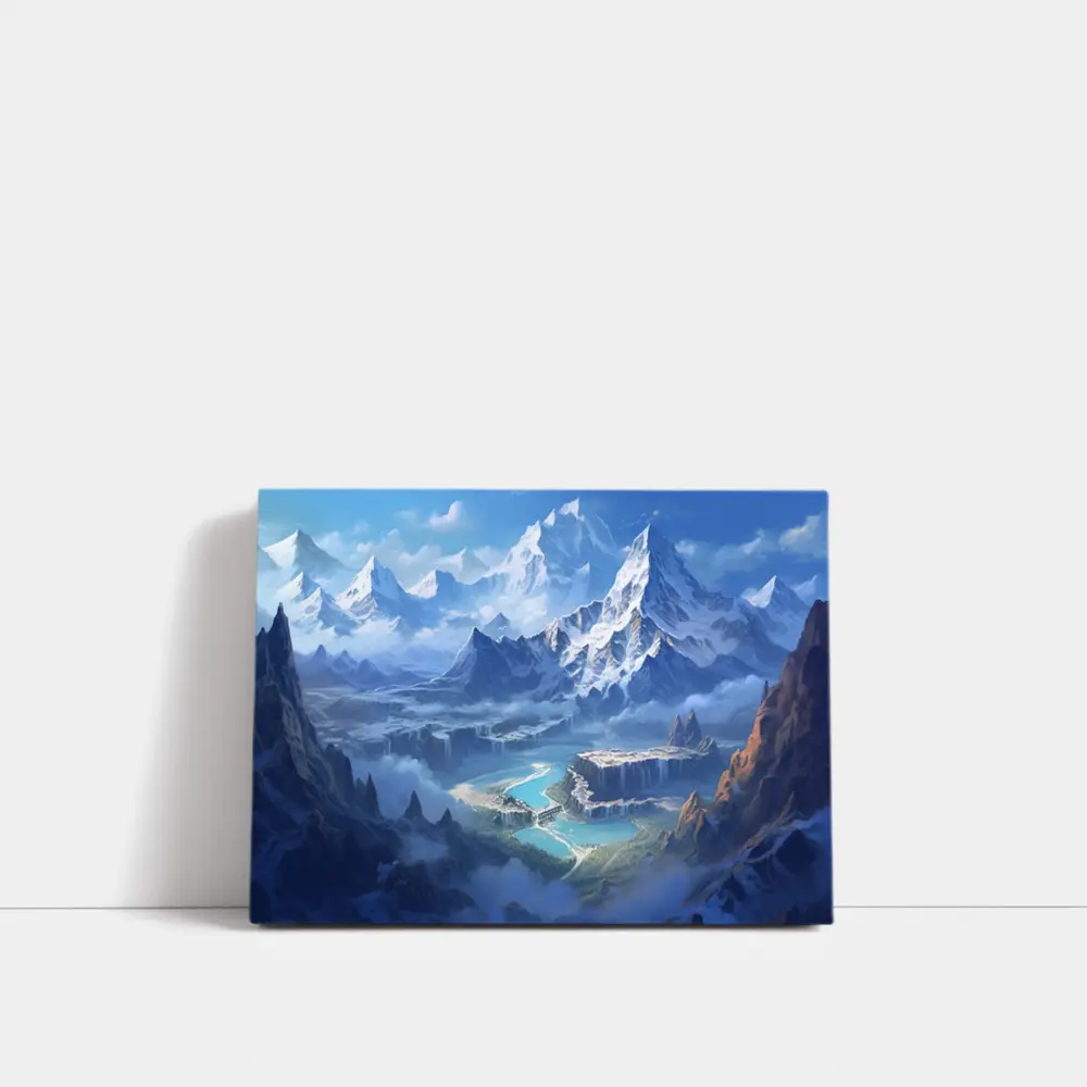 Fantasy Mountain Valley Waterfall Digital Art – Wall Art