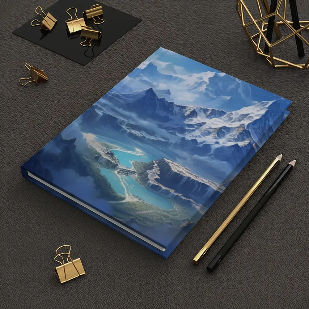 Fantasy Mountain Valley Waterfall Digital Art – Notebooks
