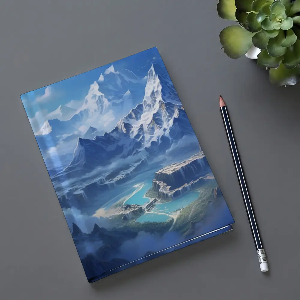 Fantasy Mountain Valley Waterfall Digital Art – Notebooks