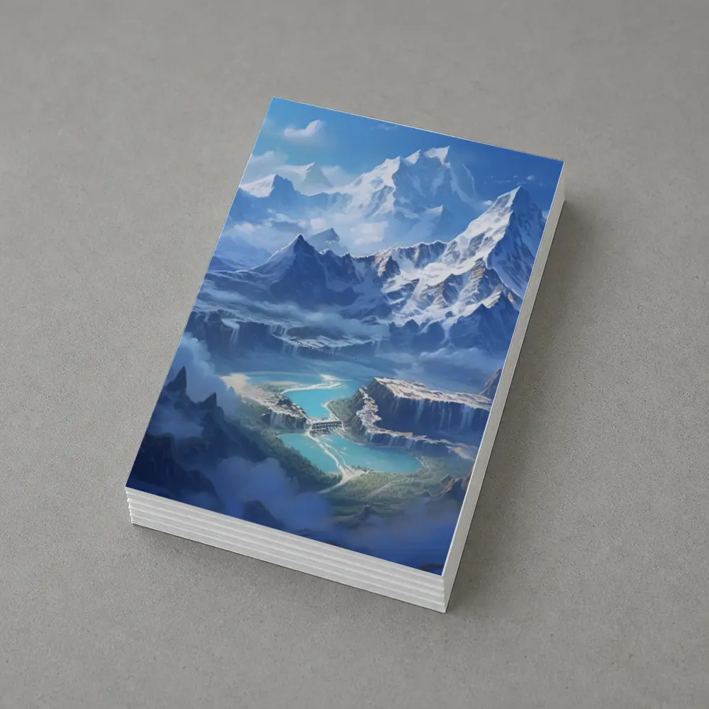 Fantasy Mountain Valley Waterfall Digital Art – Postcards