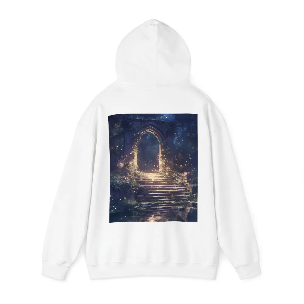 Fantasy Stone Arch Gate Glowing Night Forest – Hoodies