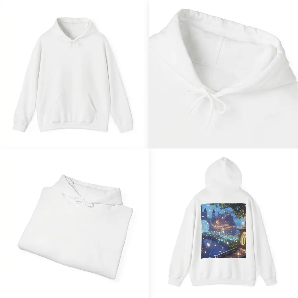 Fantasy Castle City Glowing Night Bridge – Hoodies