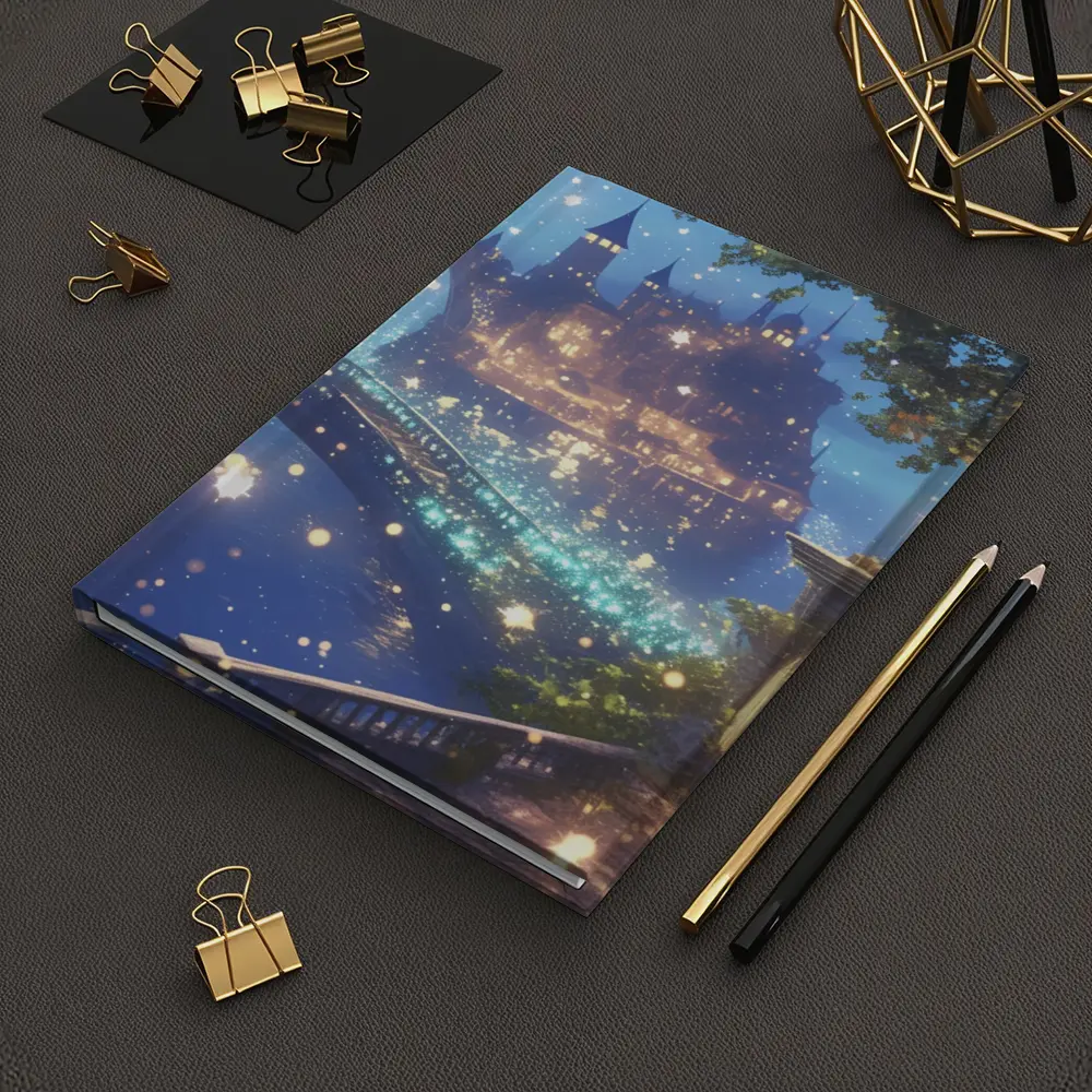 Fantasy Castle City Glowing Night Bridge – Notebooks