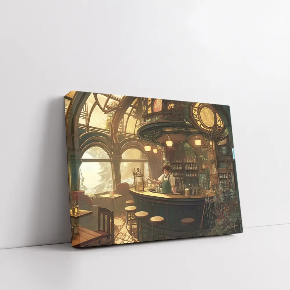 Anime Bar Interior Steampunk Cozy Scene – Wall Art