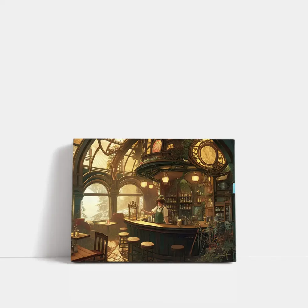 Anime Bar Interior Steampunk Cozy Scene – Wall Art