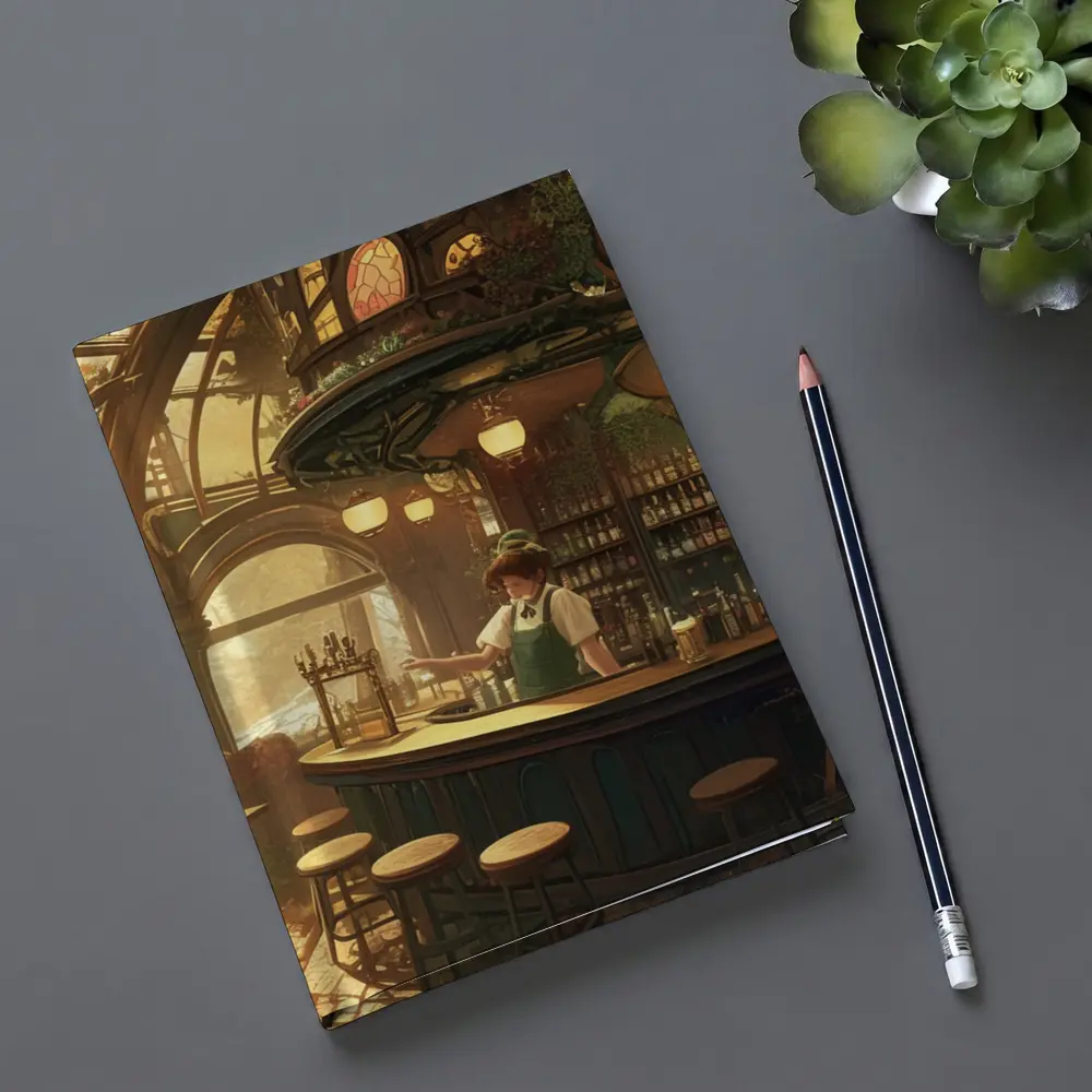 Anime Bar Interior Steampunk Cozy Scene – Notebooks