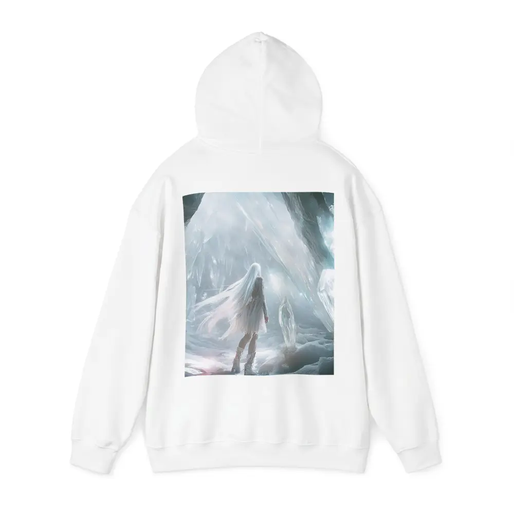 White Crystal Cave Fantasy Girl Art – Hoodies