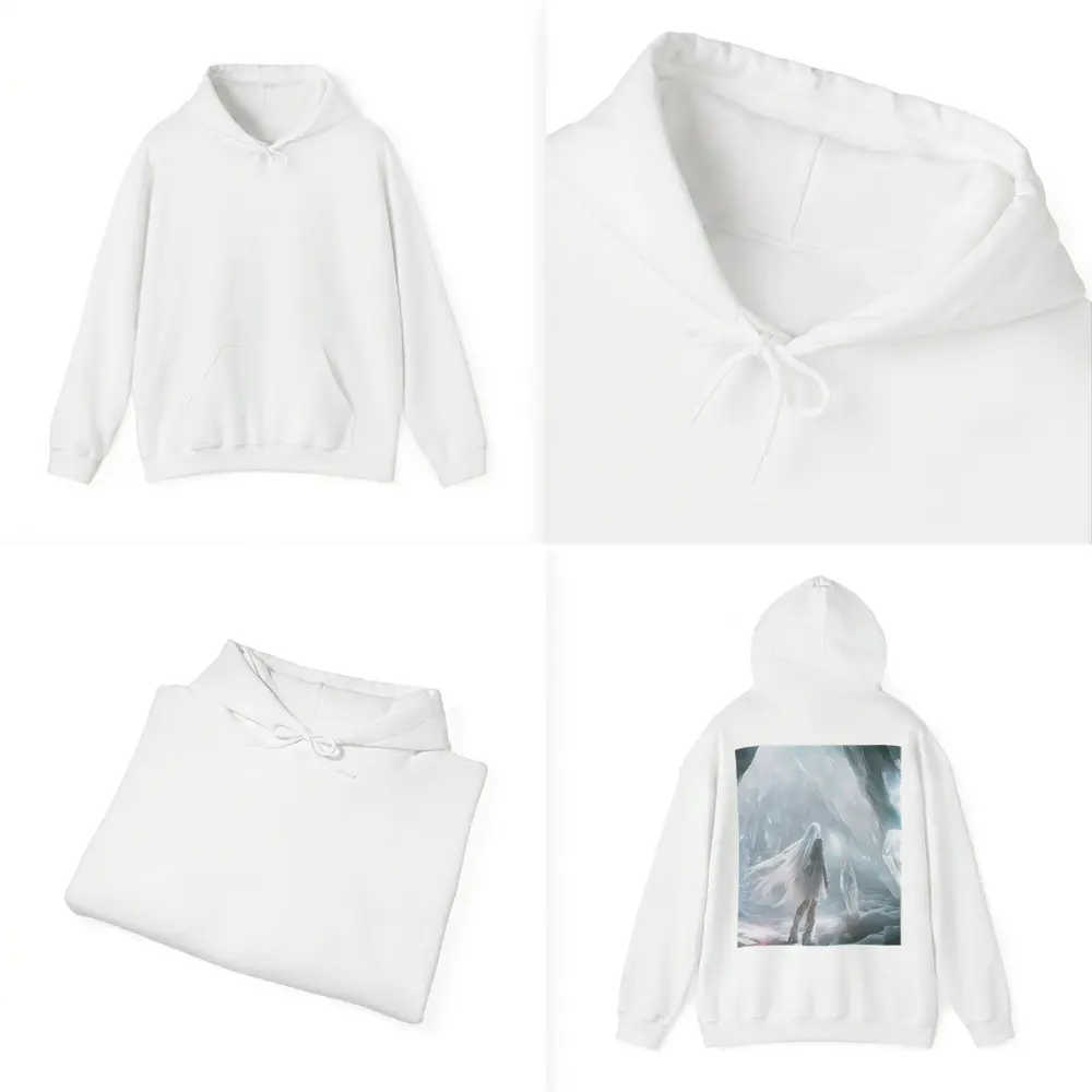 White Crystal Cave Fantasy Girl Art – Hoodies