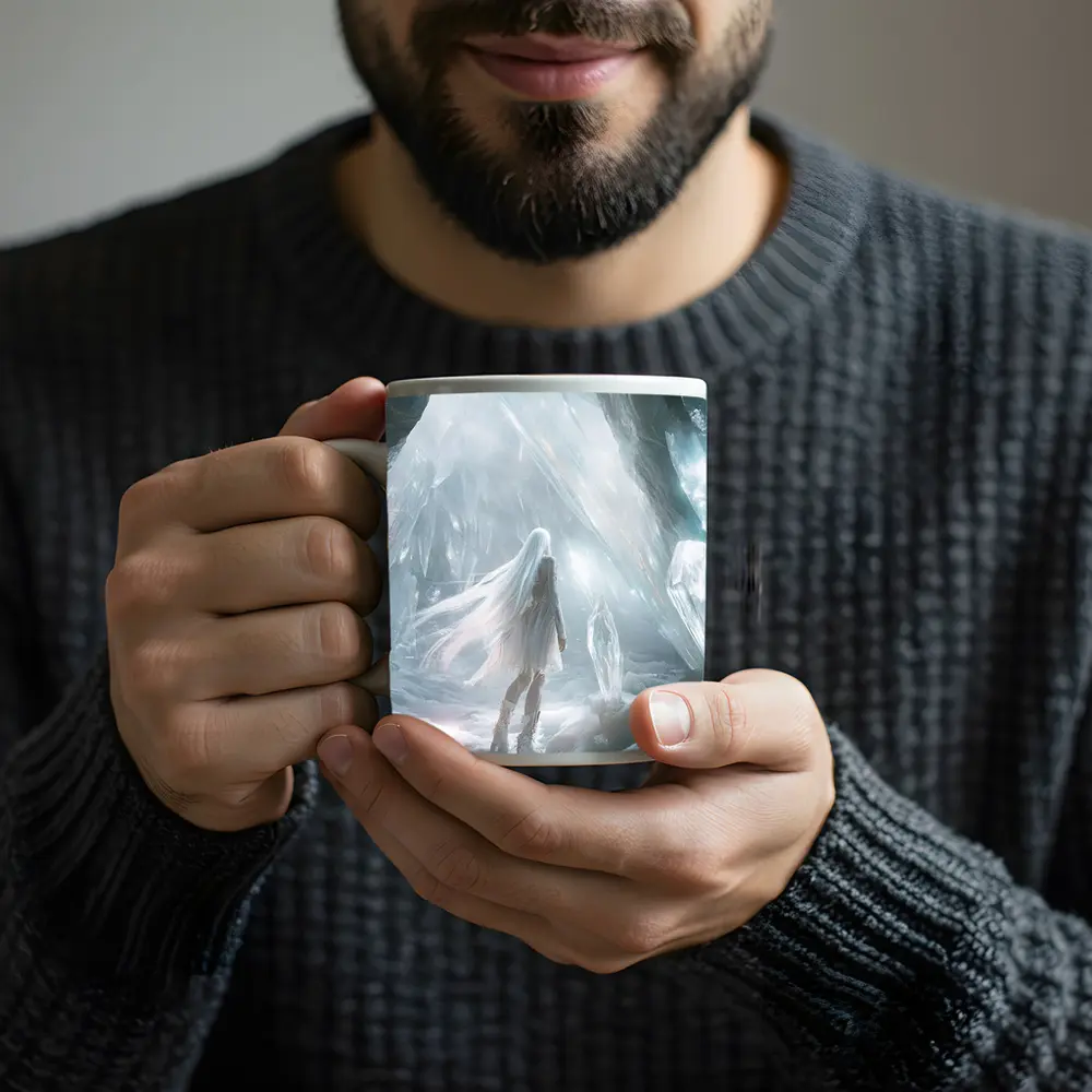 White Crystal Cave Fantasy Girl Art – Mugs