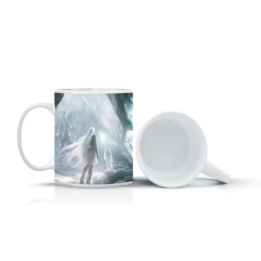 White Crystal Cave Fantasy Girl Art – Mugs