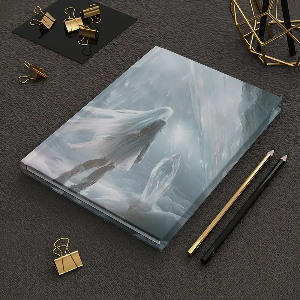 White Crystal Cave Fantasy Girl Art – Notebooks