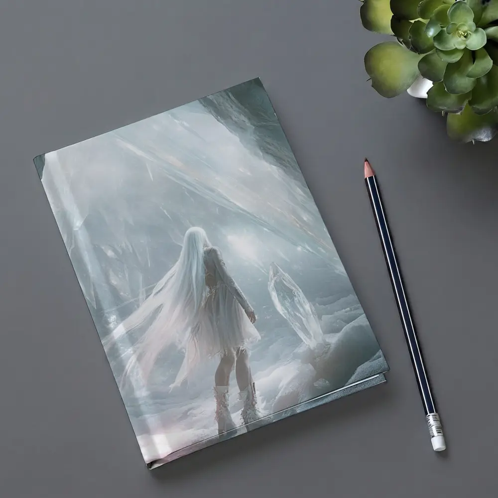 White Crystal Cave Fantasy Girl Art – Notebooks