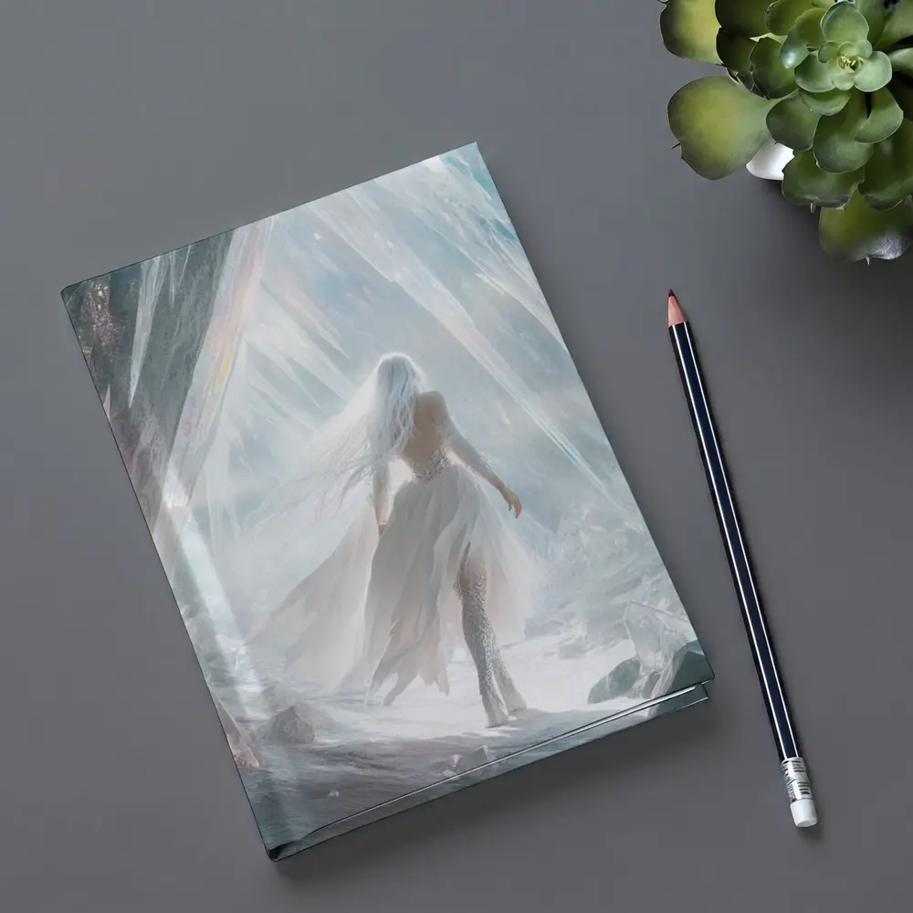 White Dress Woman Crystal Cave Fantasy Art – Notebooks
