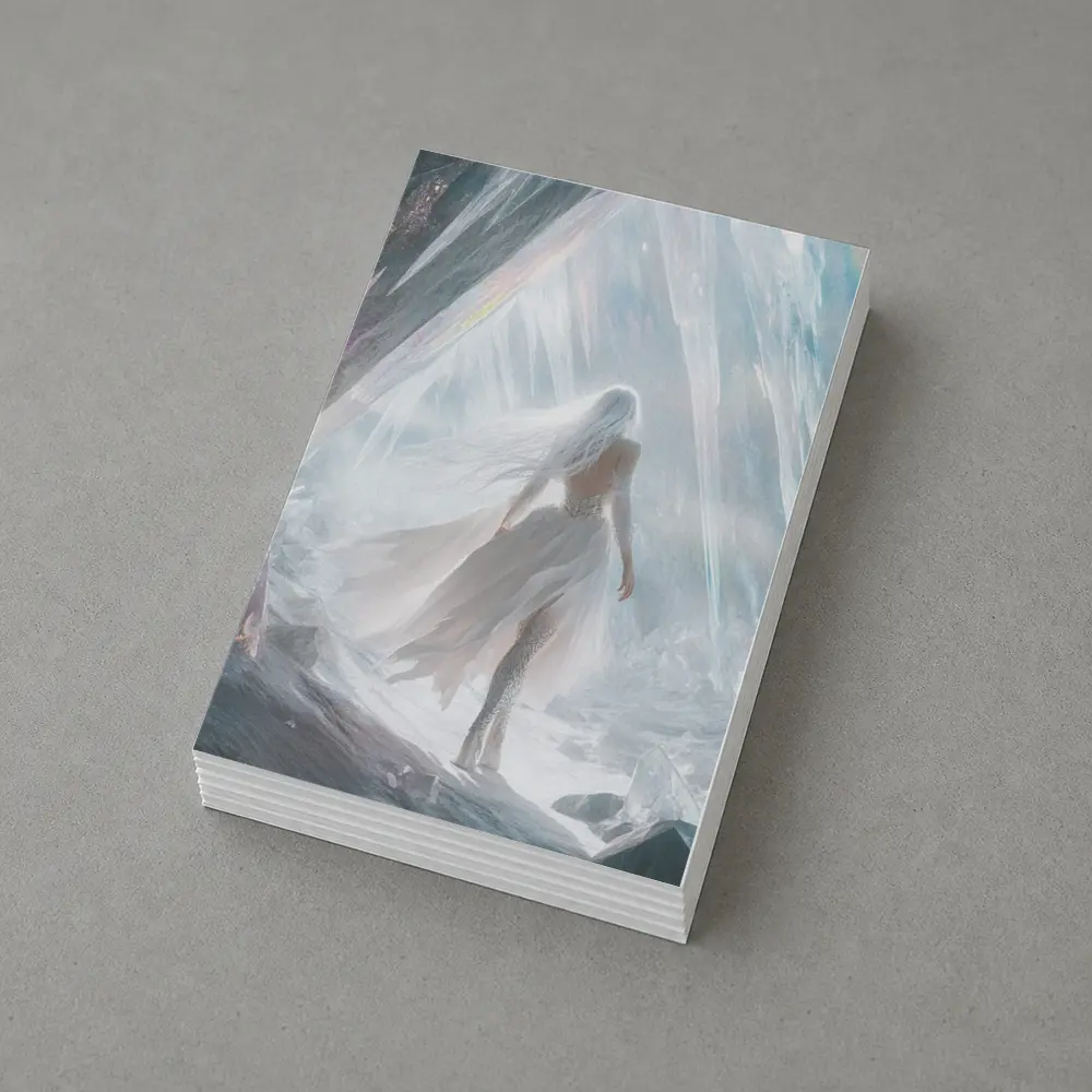 White Dress Woman Crystal Cave Fantasy Art – Postcards