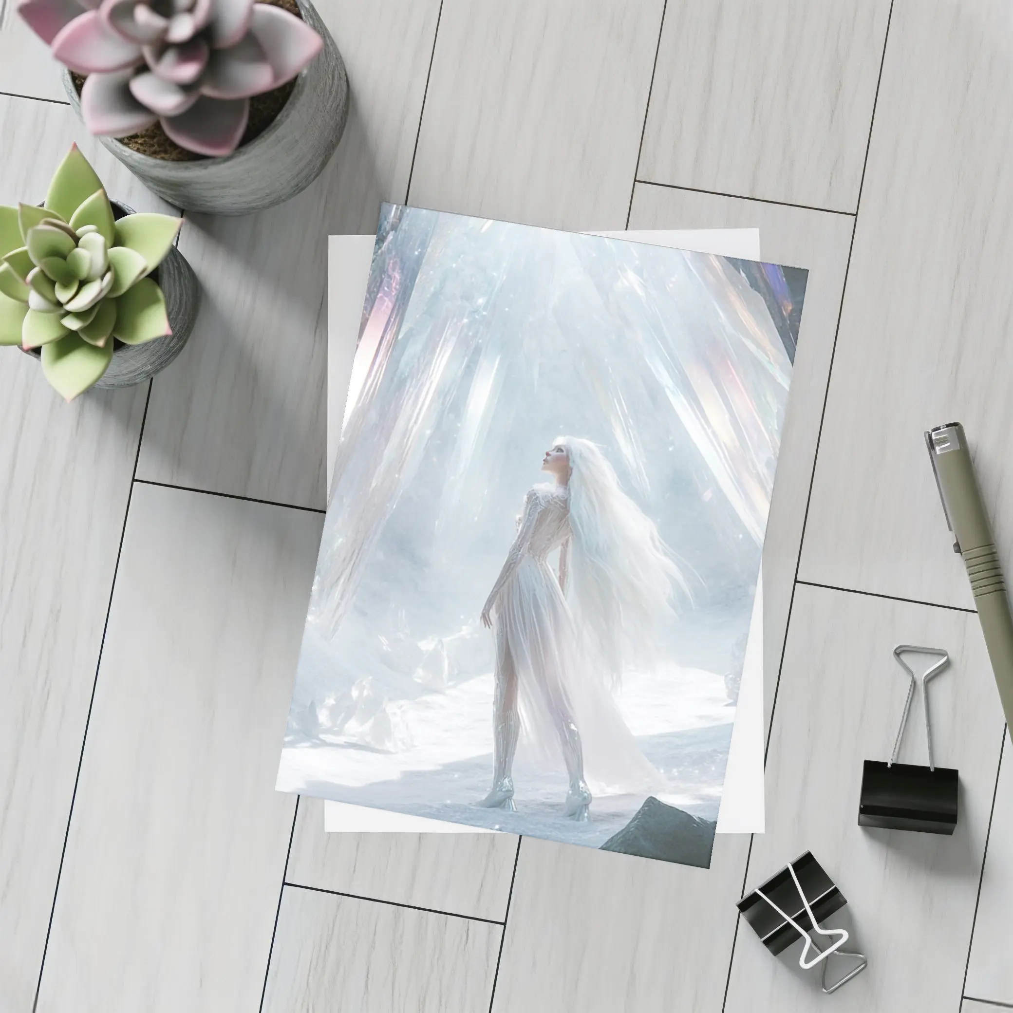 Ice Queen Fantasy Woman Crystal Cave Art – Postcards