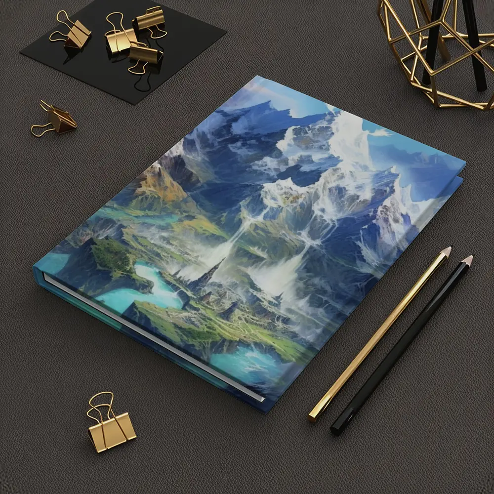 Fantasy Mountain City Waterfall Blue Sky – Notebooks