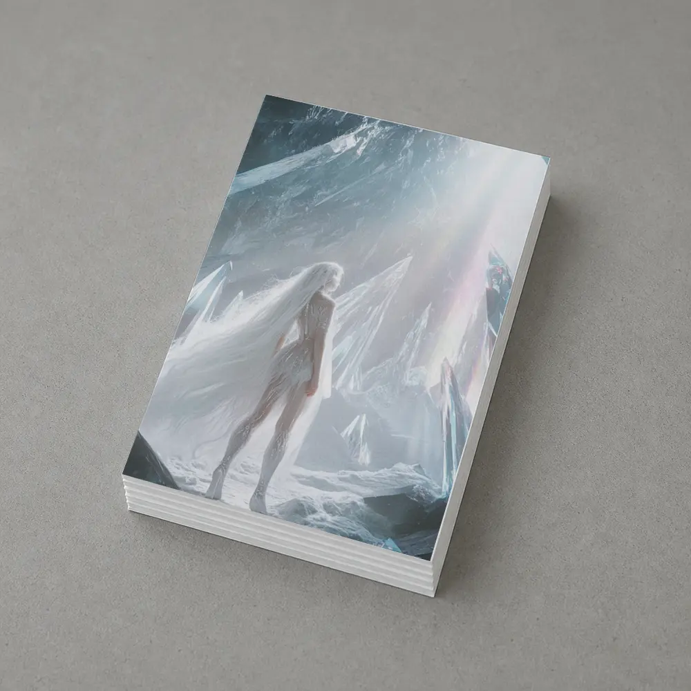 White Figure Standing In Crystal Ice Cave – Postcards