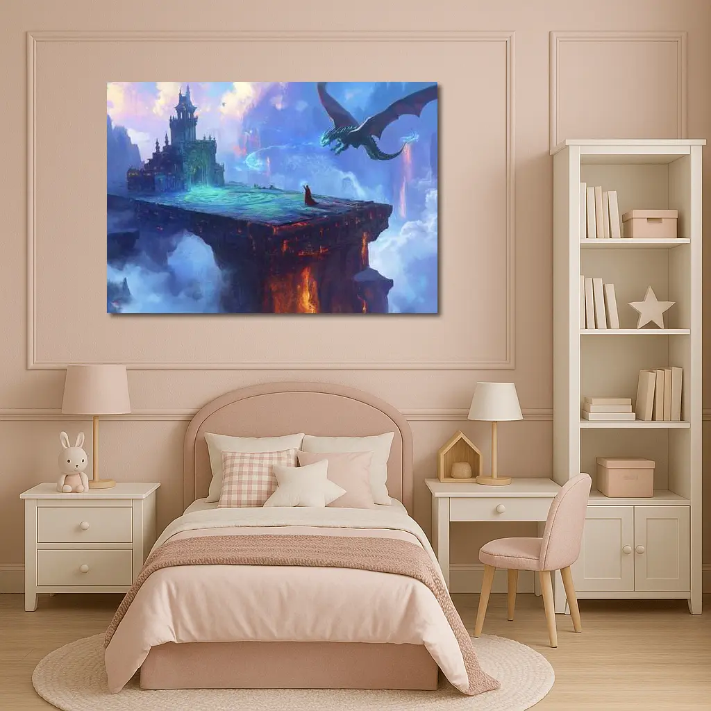 Dragon Wizard Floating Castle Fantasy Art – Wall Art
