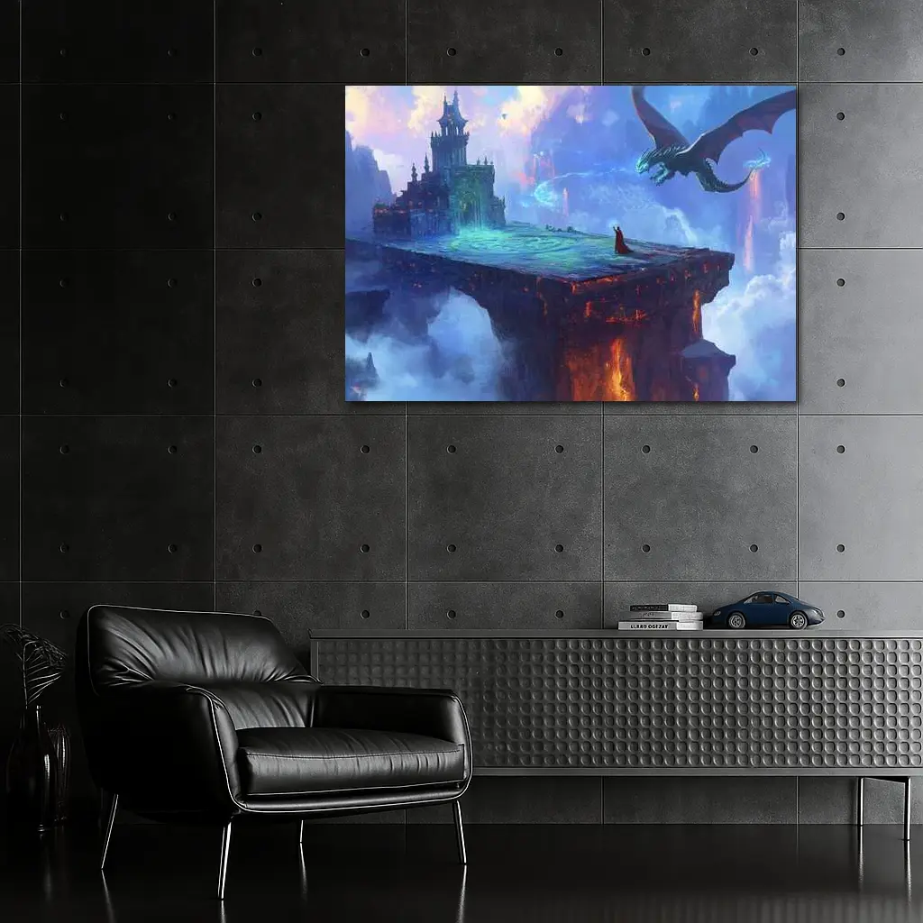 Dragon Wizard Floating Castle Fantasy Art – Wall Art
