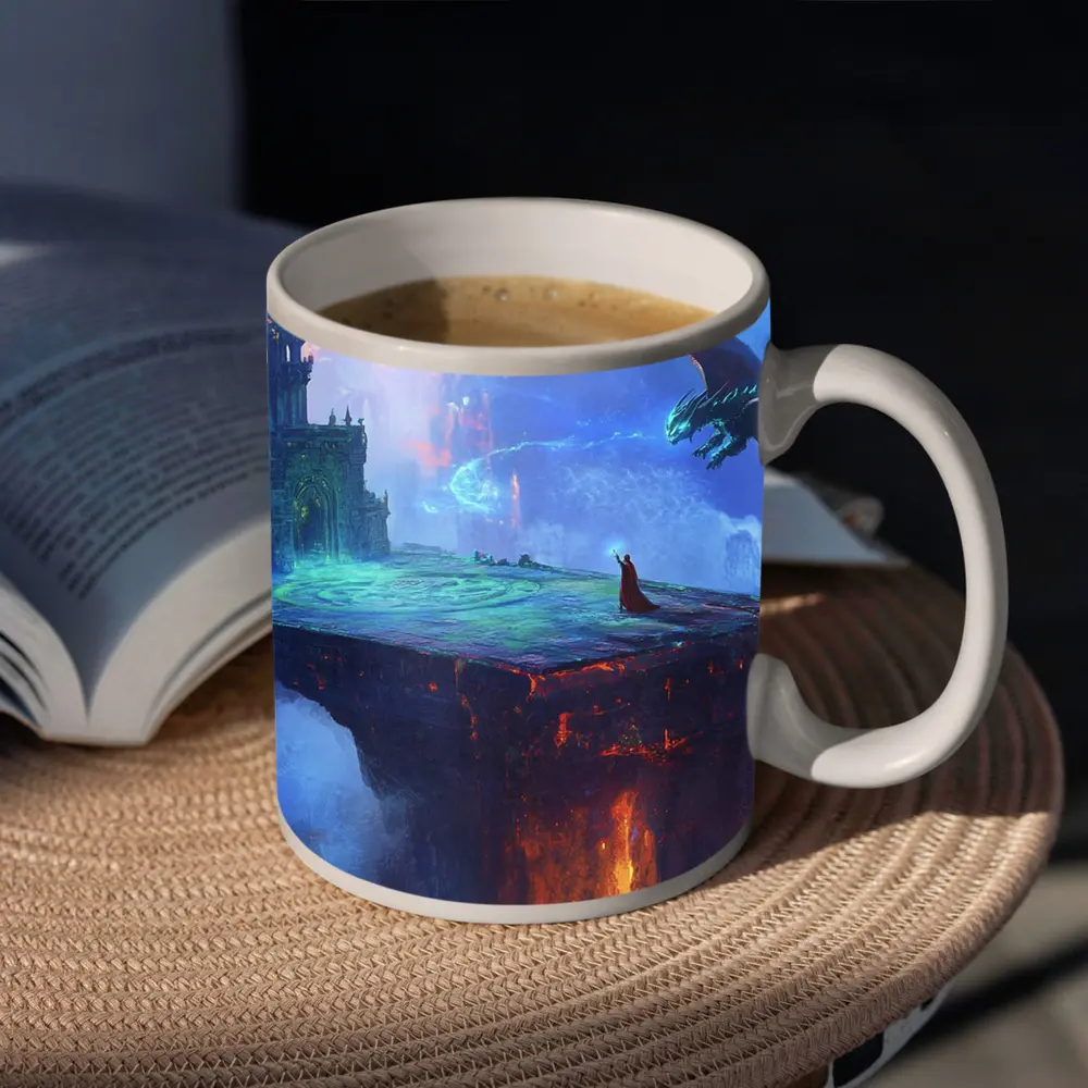 Dragon Wizard Floating Castle Fantasy Art – Mugs
