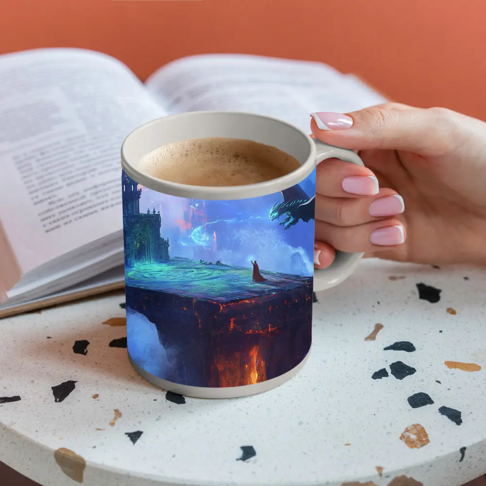 Dragon Wizard Floating Castle Fantasy Art – Mugs