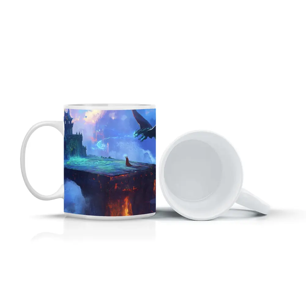 Dragon Wizard Floating Castle Fantasy Art – Mugs