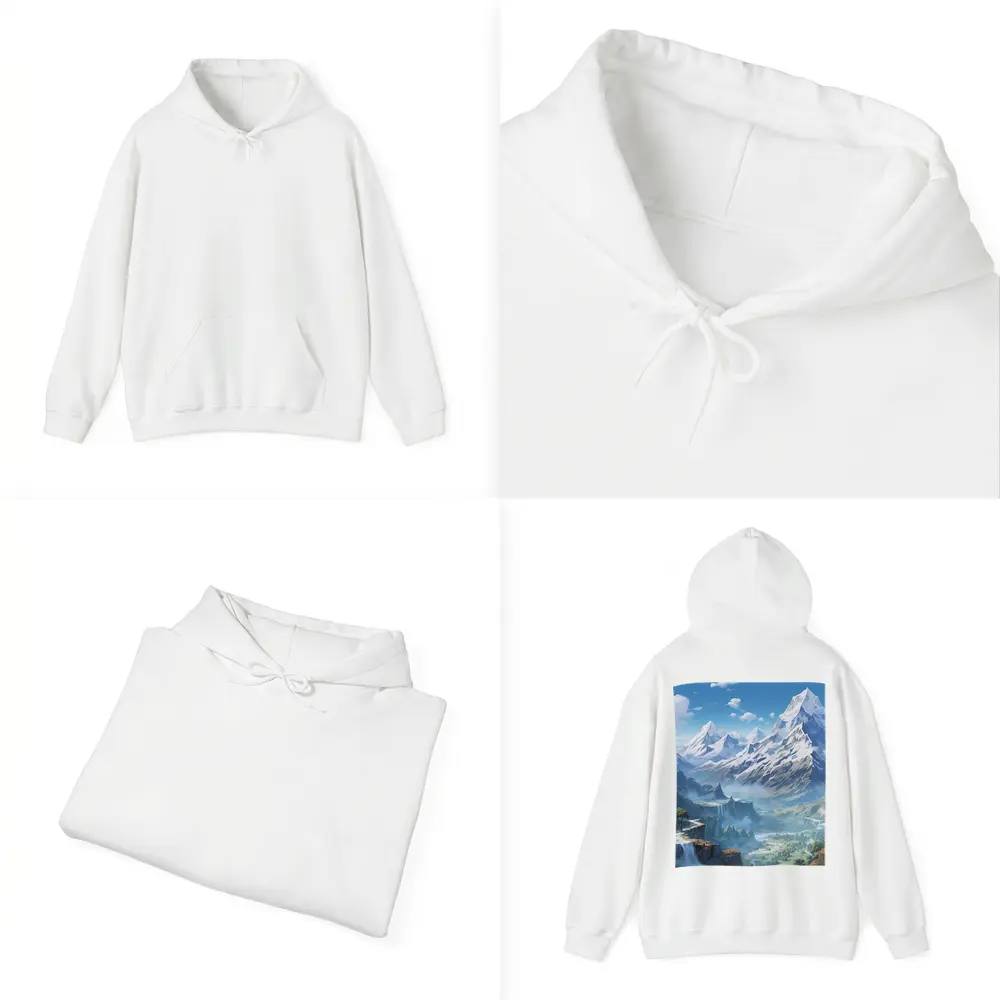 Anime Mountain Valley Waterfall Landscape Art – Hoodies