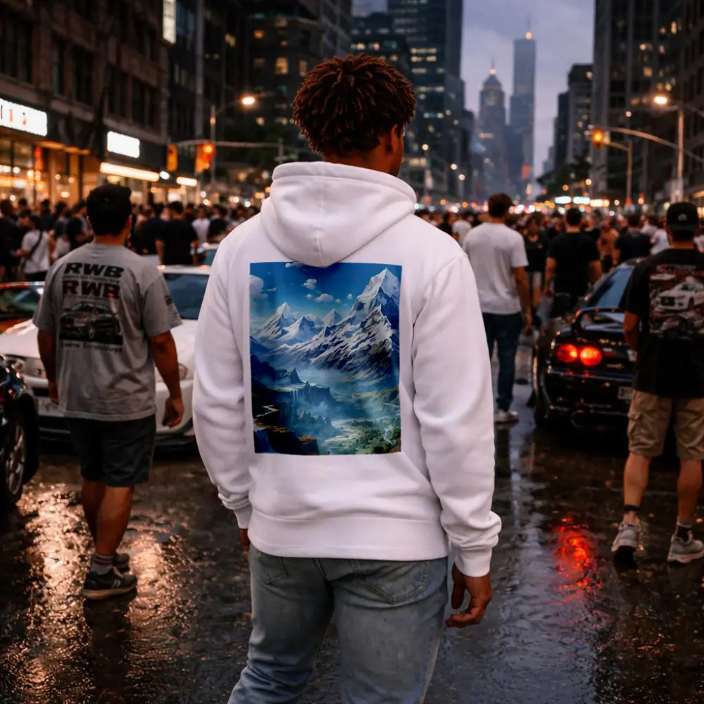 Anime Mountain Valley Waterfall Landscape Art – Hoodies