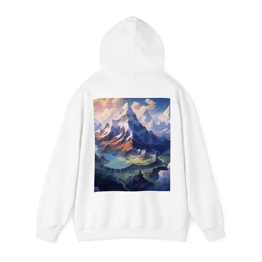 Fantasy Mountain Valley Aerial Digital Art – Hoodies