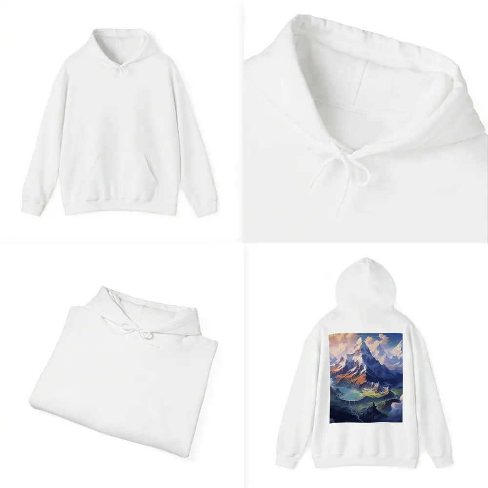 Fantasy Mountain Valley Aerial Digital Art – Hoodies