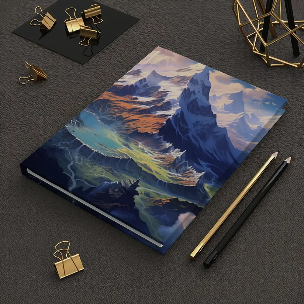 Fantasy Mountain Valley Aerial Digital Art – Notebooks