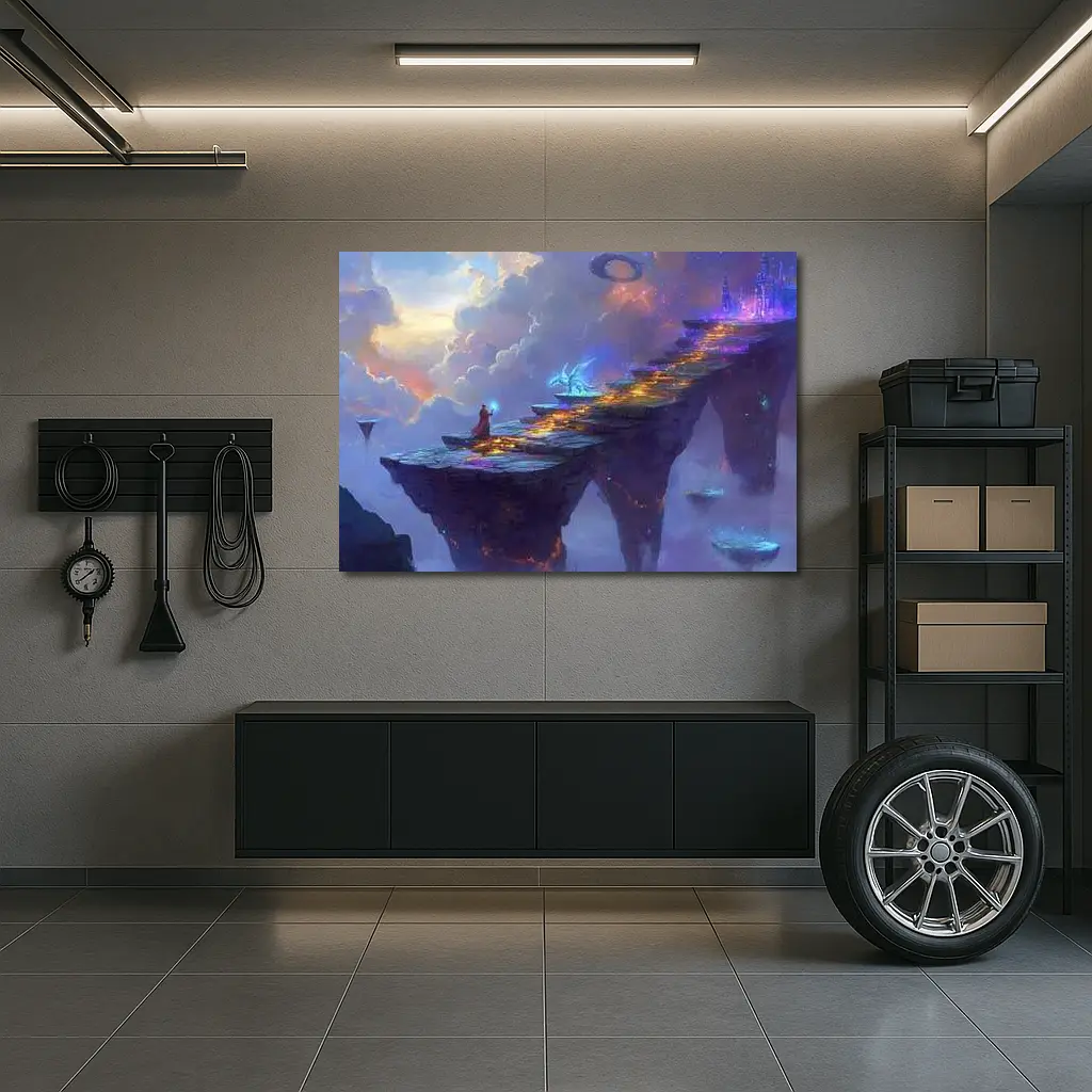 Fantasy Wizard Dragon Sky Bridge Art – Wall Art