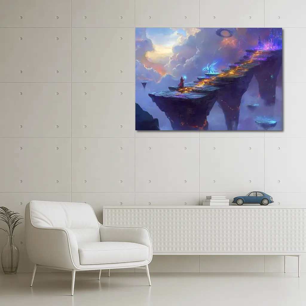 Fantasy Wizard Dragon Sky Bridge Art – Wall Art