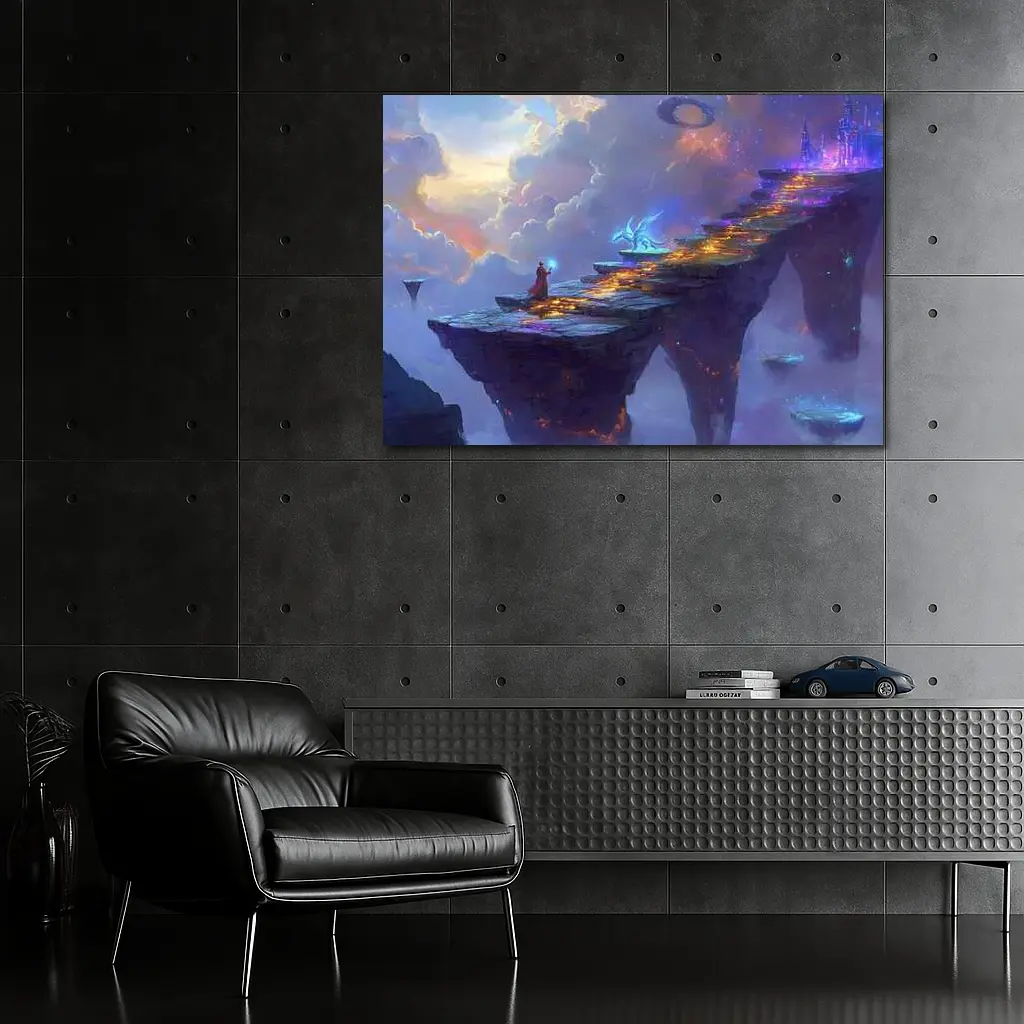 Fantasy Wizard Dragon Sky Bridge Art – Wall Art