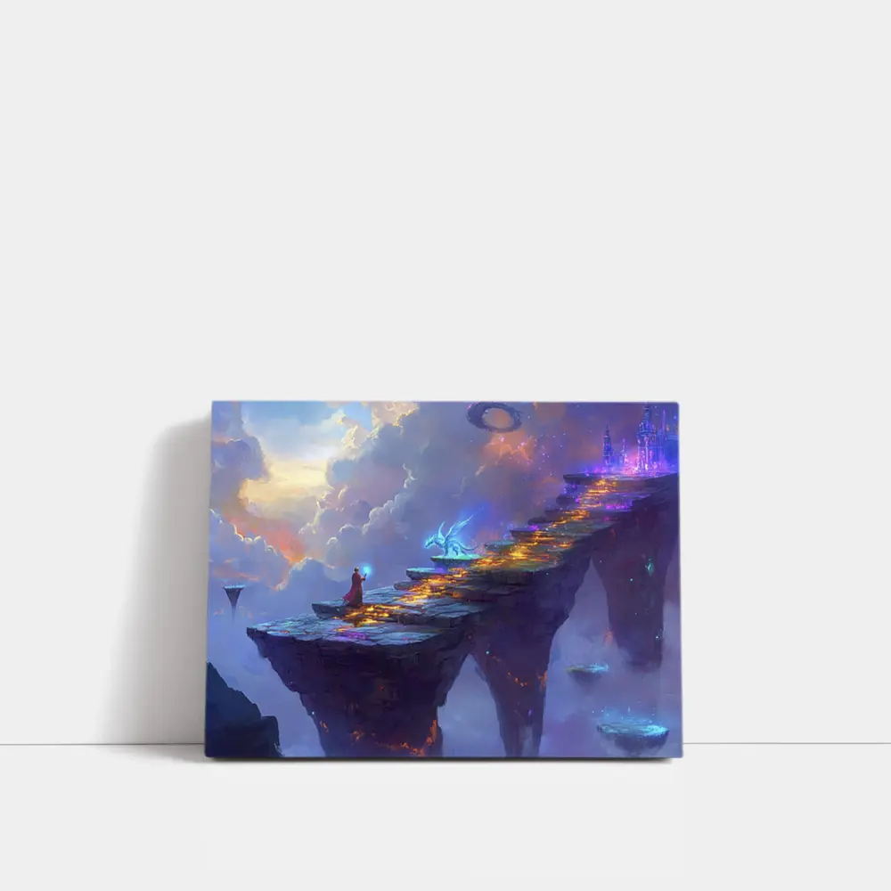 Fantasy Wizard Dragon Sky Bridge Art – Wall Art