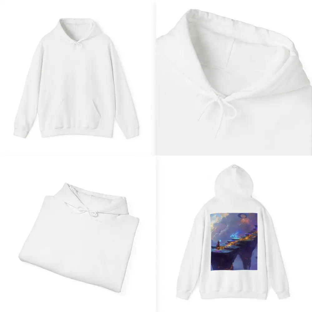 Fantasy Wizard Dragon Sky Bridge Art – Hoodies