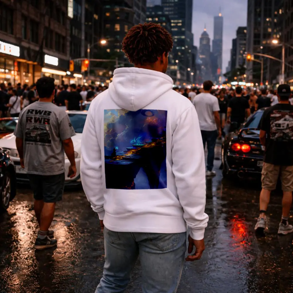 Fantasy Wizard Dragon Sky Bridge Art – Hoodies