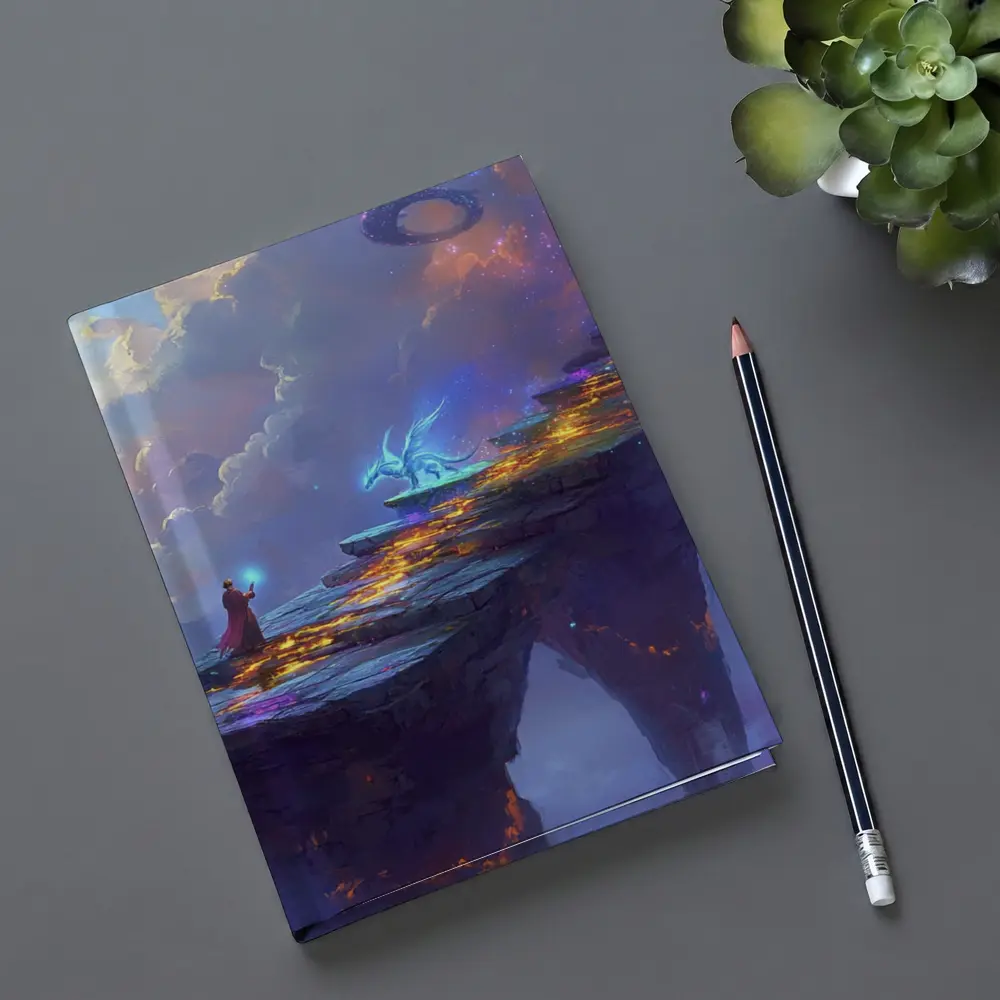 Fantasy Wizard Dragon Sky Bridge Art – Notebooks
