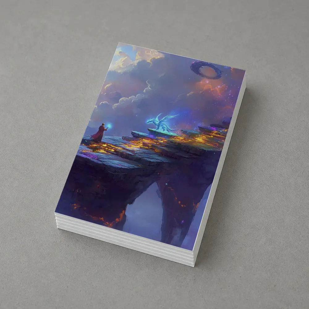 Fantasy Wizard Dragon Sky Bridge Art – Postcards