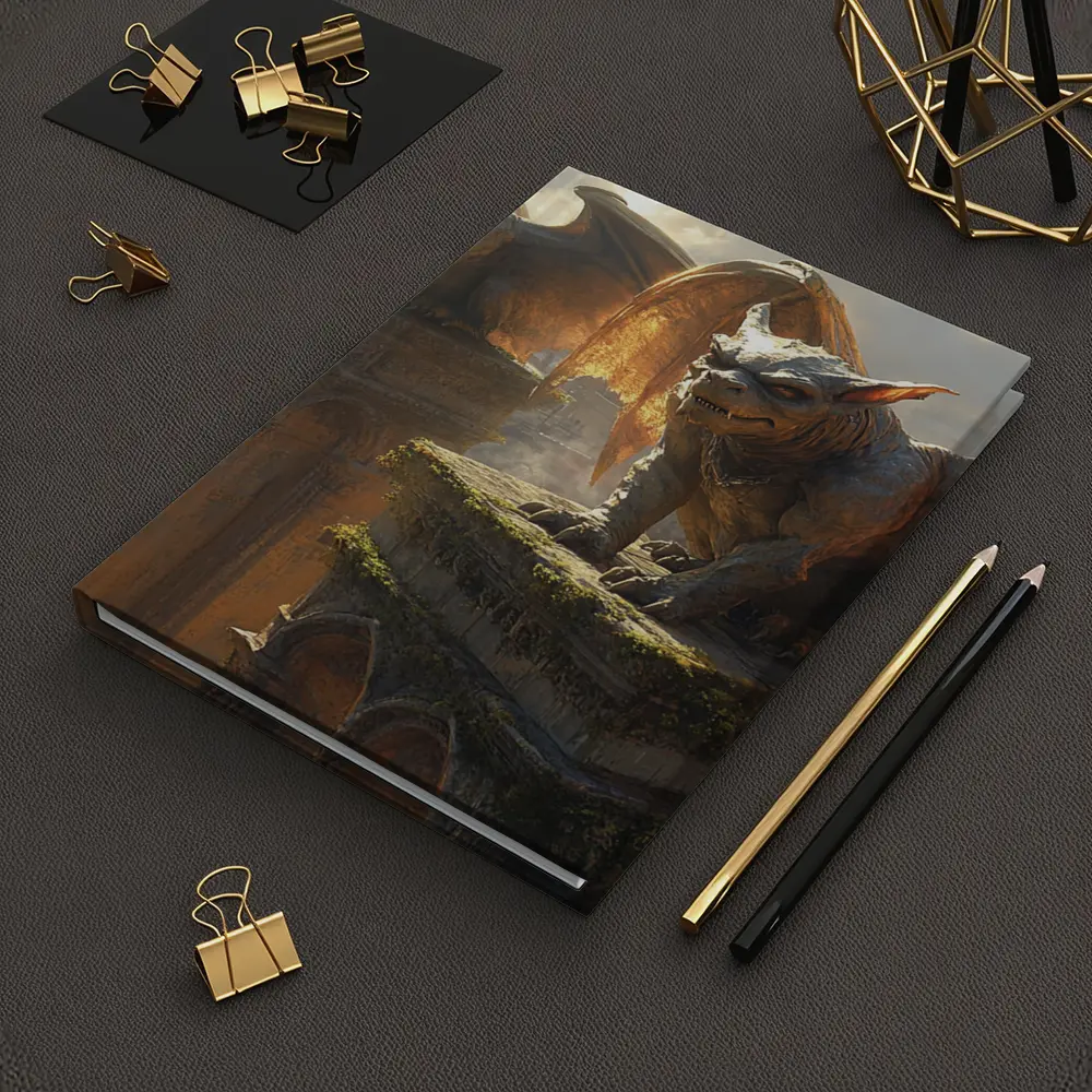 Gargoyle Statues Perched On Ancient Tower – Notebooks