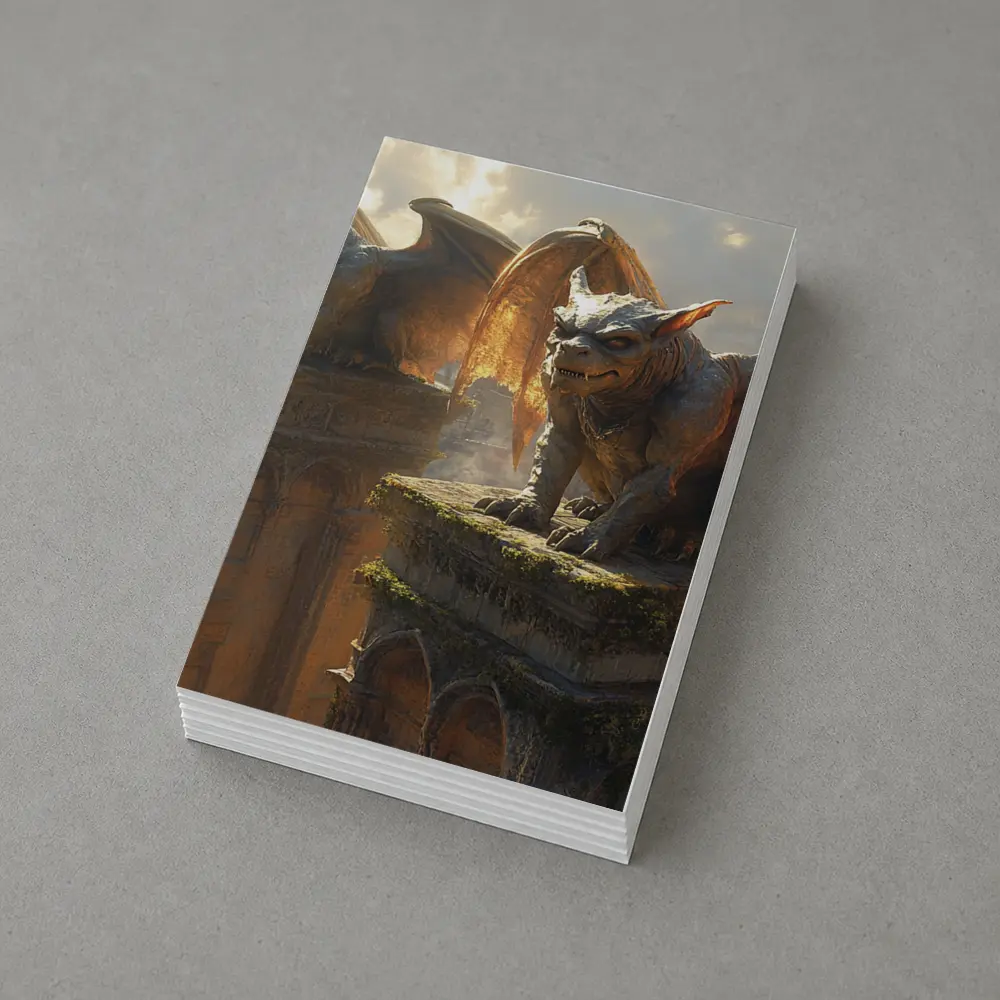 Gargoyle Statues Perched On Ancient Tower – Postcards