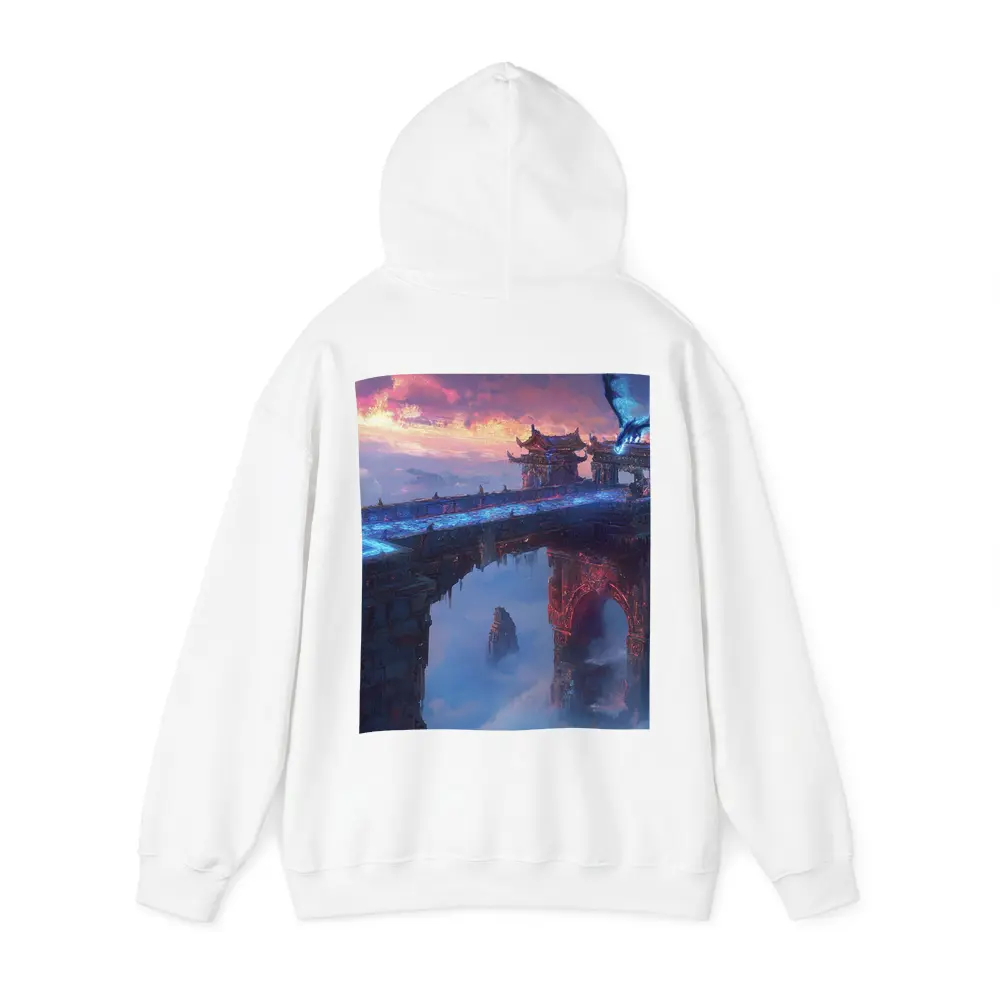Dragon Flying Over Ancient Sky Fortress – Hoodies