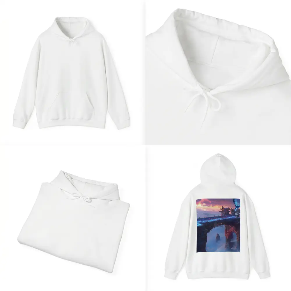 Dragon Flying Over Ancient Sky Fortress – Hoodies