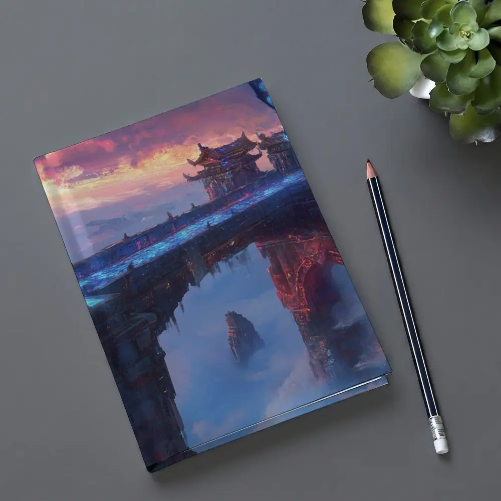 Dragon Flying Over Ancient Sky Fortress – Notebooks