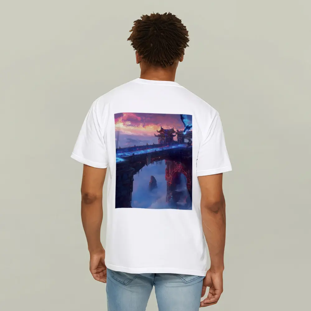 Dragon Flying Over Ancient Sky Fortress – T-Shirts