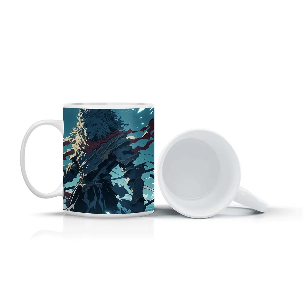 Anime Lion Warrior Red Scarf Battle Sky – Mugs