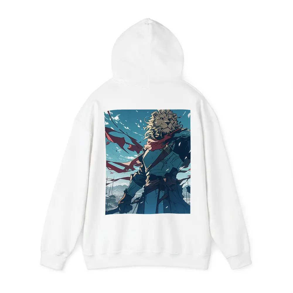 Lion Warrior Anime Art Snowy Battle Scene – Hoodies