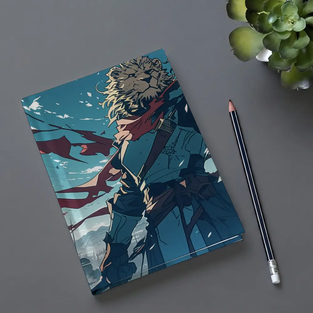 Lion Warrior Anime Art Snowy Battle Scene – Notebooks